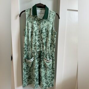 Tuckernuck Alcott sleeveless green floral golf dress